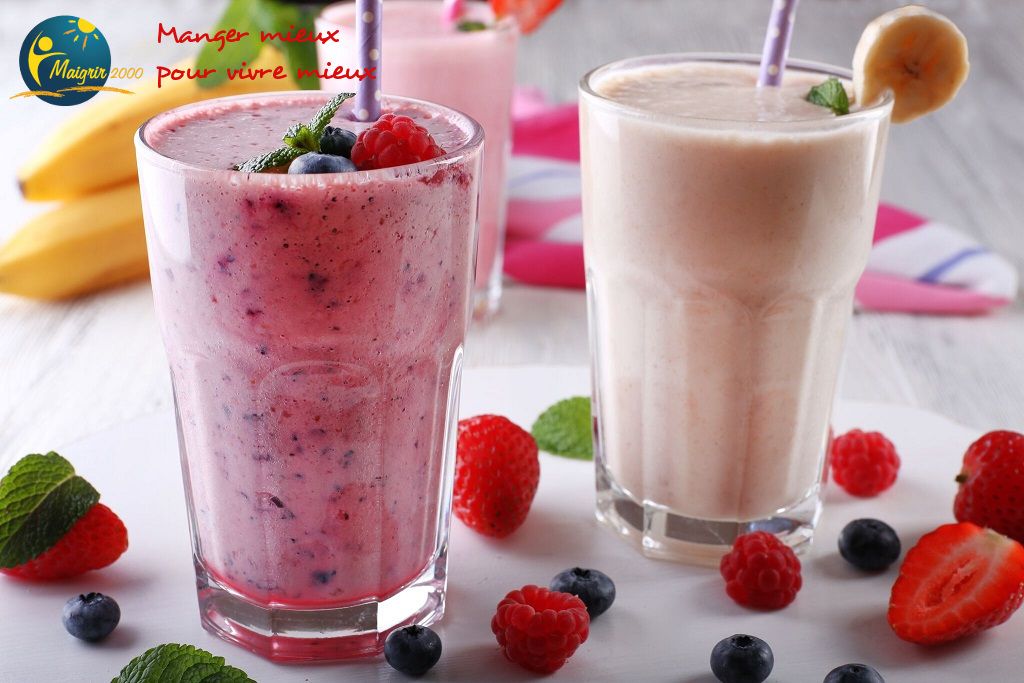 Recette minceur - Milkshake banane framboise